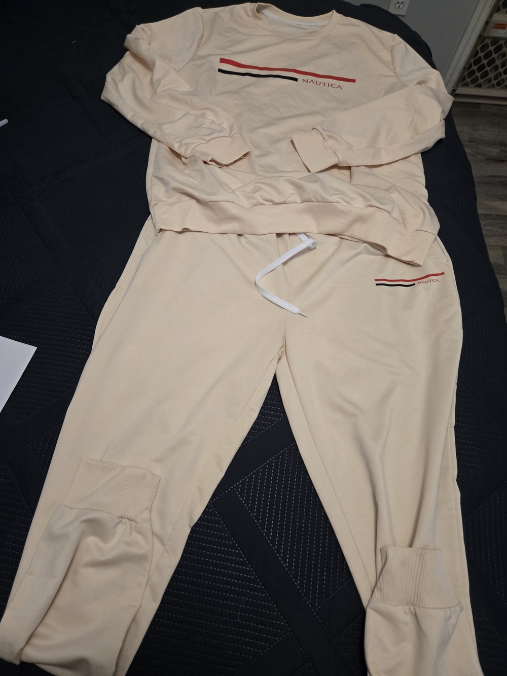 Nautica Women's Cream Cozy Jogger Pants Drawstring Y2k Size Xl